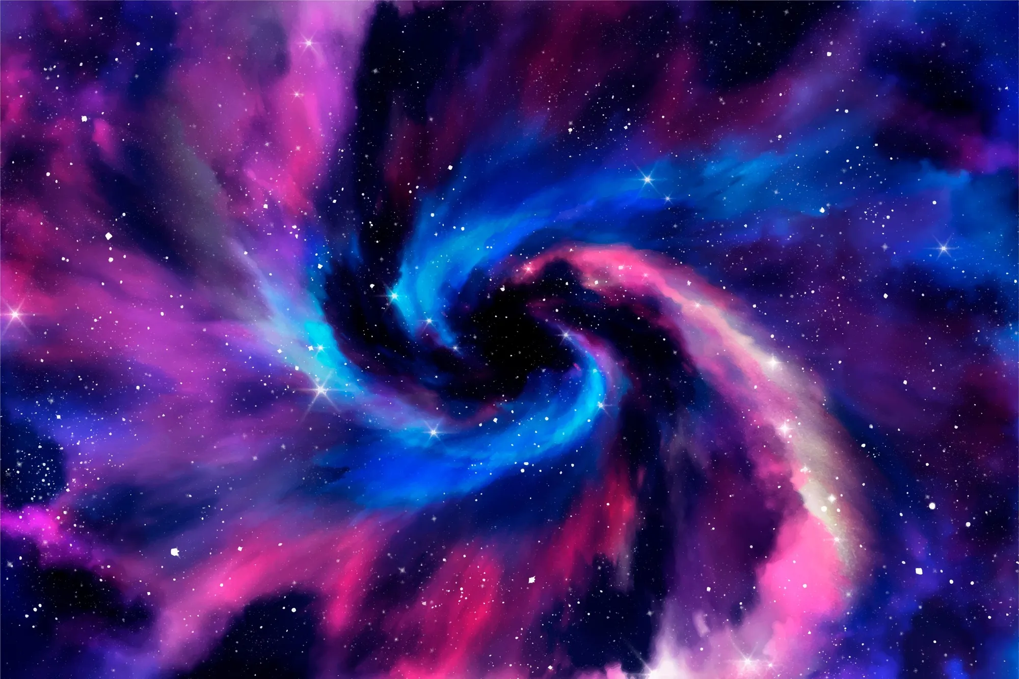 Fondo estrallado rosado y azulado en forma de espiral