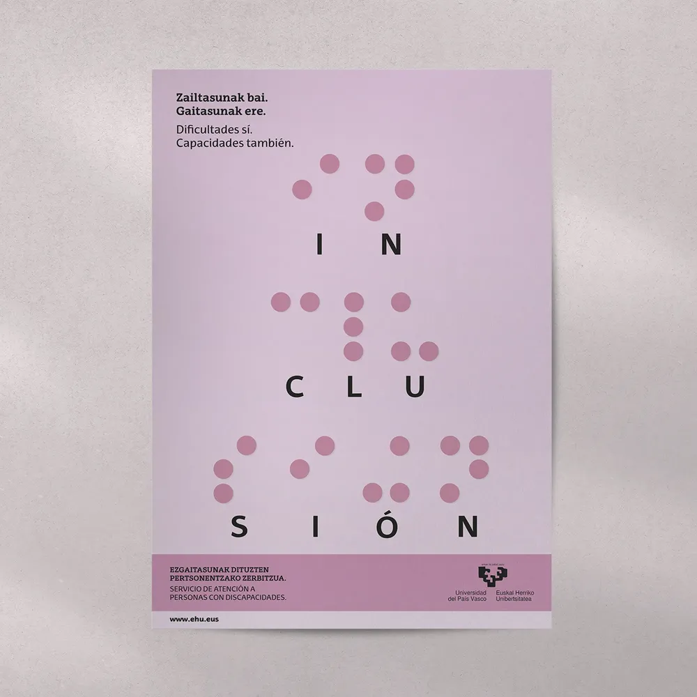 Mockup de un cartel para una competencia del servicio de atención a personas con discapacidades.