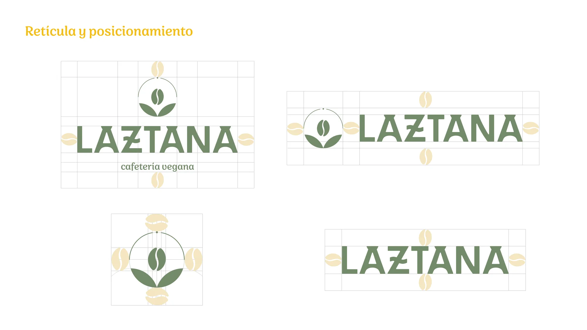 Retícula de posicionamiento del logotipo de Laztana, detallando el espacio adecuado alrededor del logo para su correcta visualización